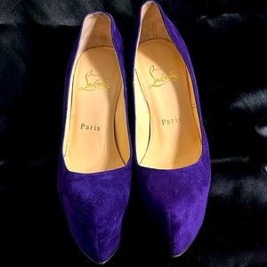 Authentic Christian Louboutin Daffodile 160 Peacock Blue Suede Heels EU 35.5